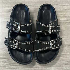 Black Studded Slide Sandals